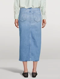 The Split Second Denim Midi Skirt