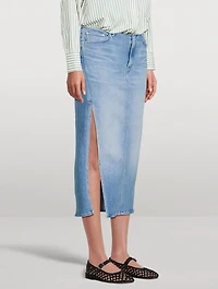 The Split Second Denim Midi Skirt
