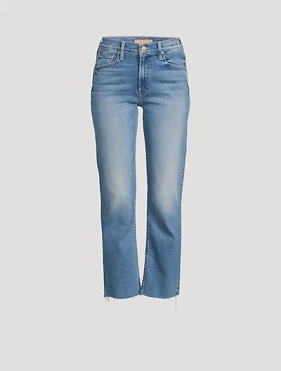 The Mid-Rise Rider Flood Straight-Leg Fray Jeans