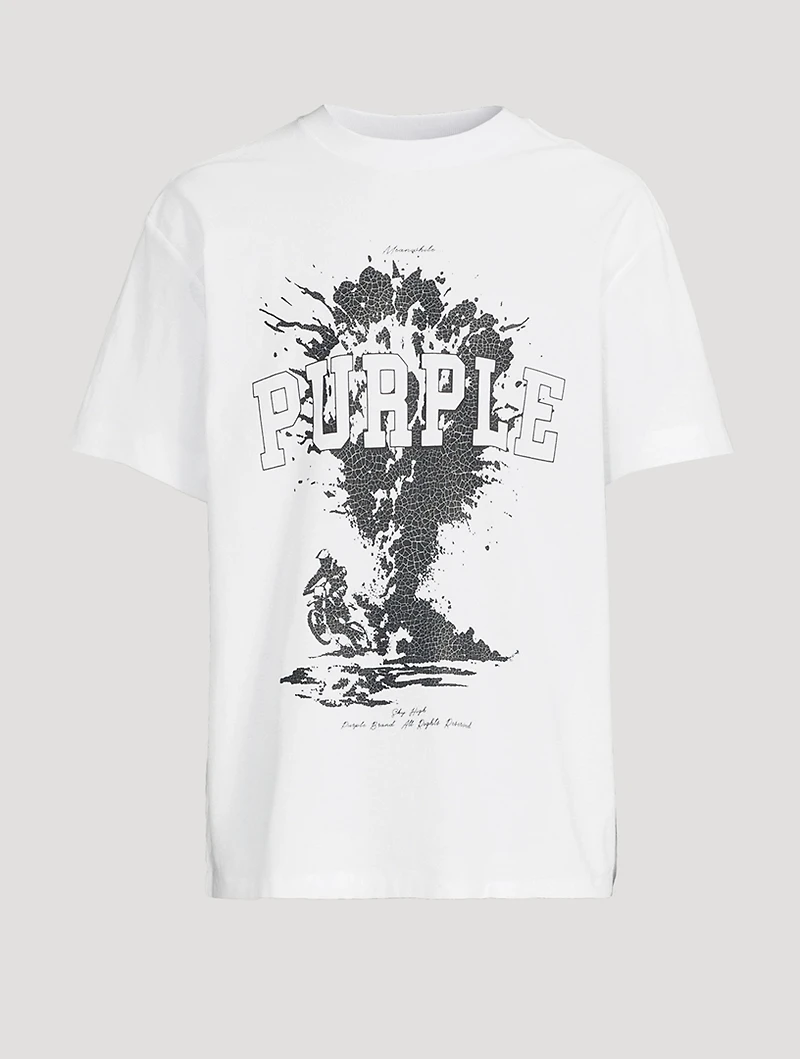 Cotton Jersey T-Shirt With Sky High Print