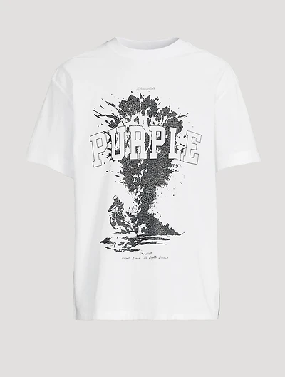 Cotton Jersey T-Shirt With Sky High Print
