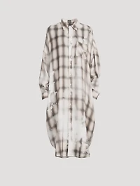 Oversized Shirt Dress Plaid Print