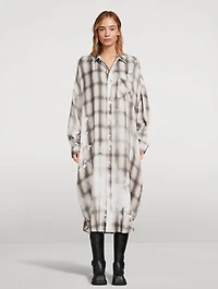 Oversized Shirt Dress Plaid Print