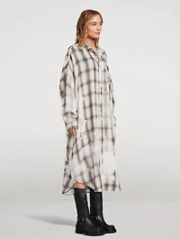 Oversized Shirt Dress Plaid Print