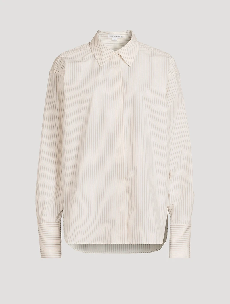 Oversized Poplin Shirt Stripe Print