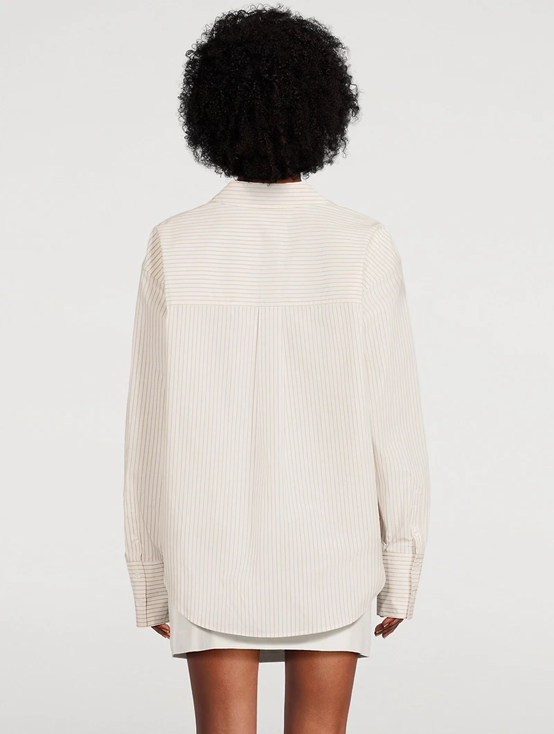 Oversized Poplin Shirt Stripe Print