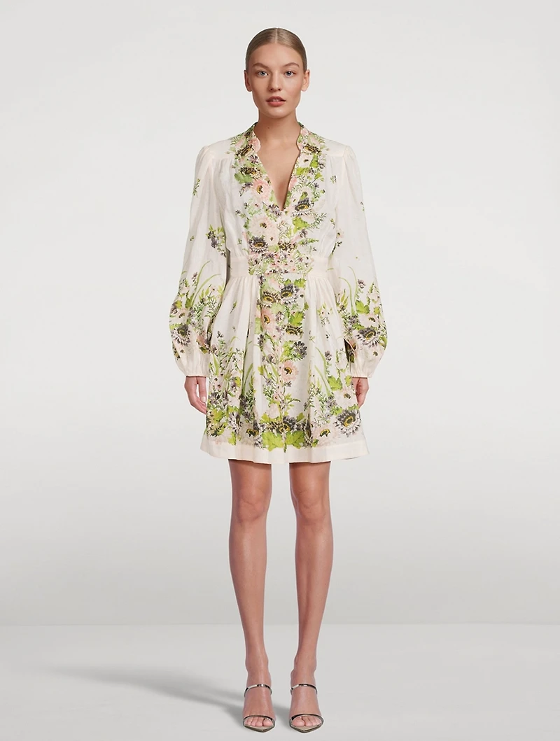 Halliday Linen Mini Dress Floral Print