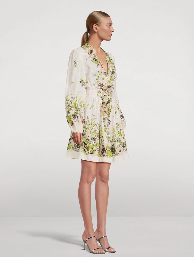 Halliday Linen Mini Dress Floral Print
