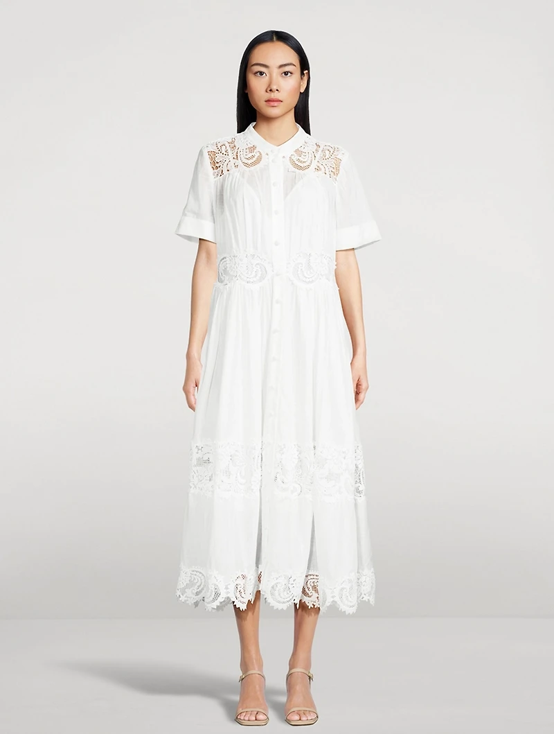 Pop Lace-Trimmed Shirt Dress