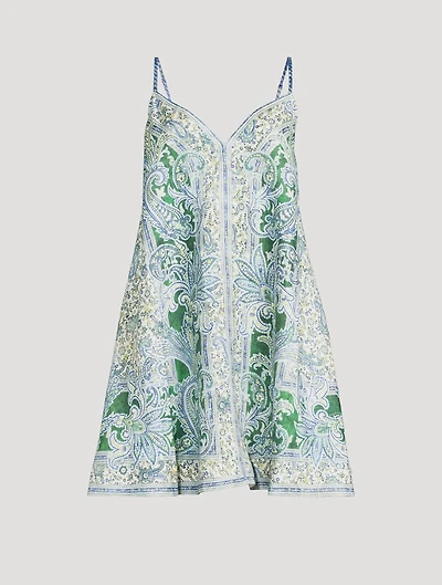 Ottie Linen Mini Dress Paisley Print