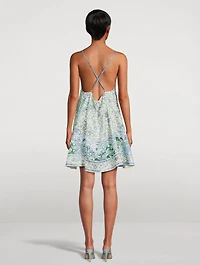 Ottie Linen Mini Dress Paisley Print