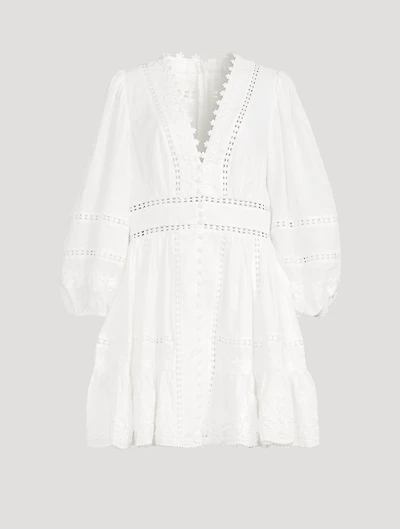 Pop Embroidered Linen Mini Dress