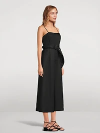 Golden Wide-Leg Linen Jumpsuit