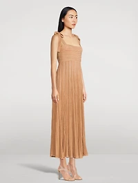 Ottie Metallic Plissé Midi Dress