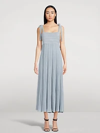 Waverly Metallic Plissé Midi Dress