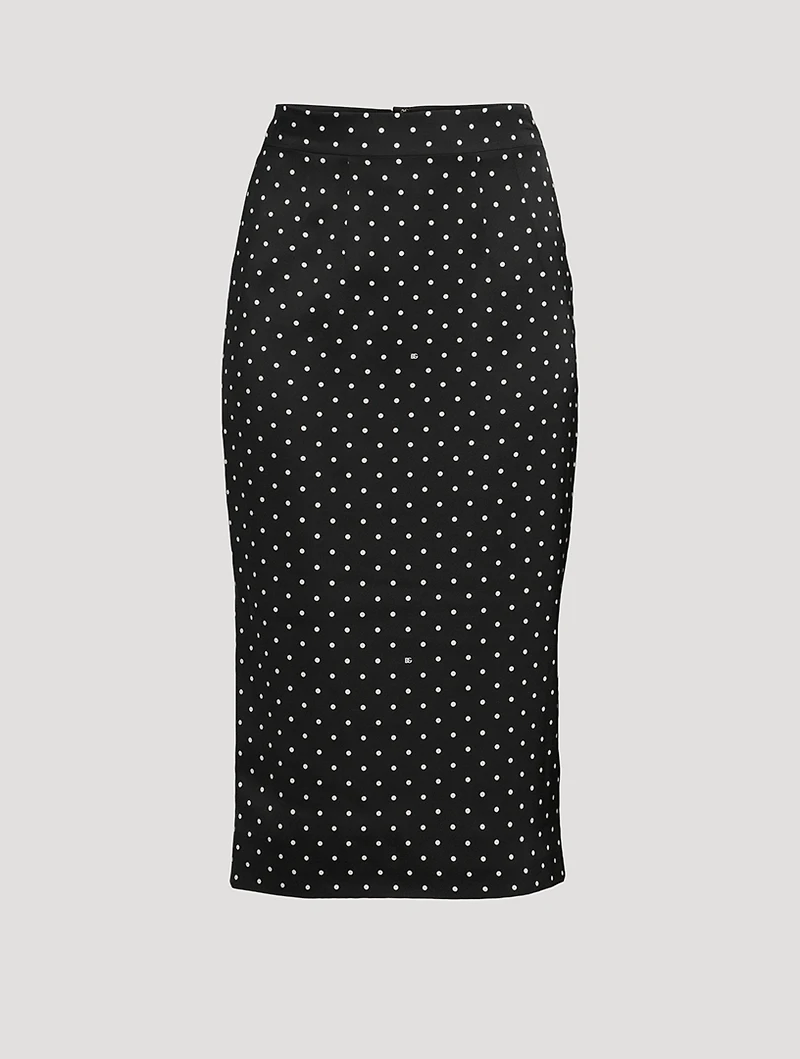 Charmeuse Pencil Skirt Polka Dot Print