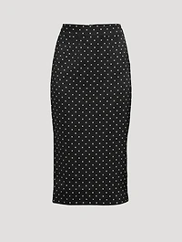 Charmeuse Pencil Skirt Polka Dot Print