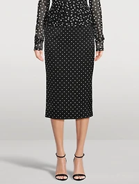 Charmeuse Pencil Skirt Polka Dot Print