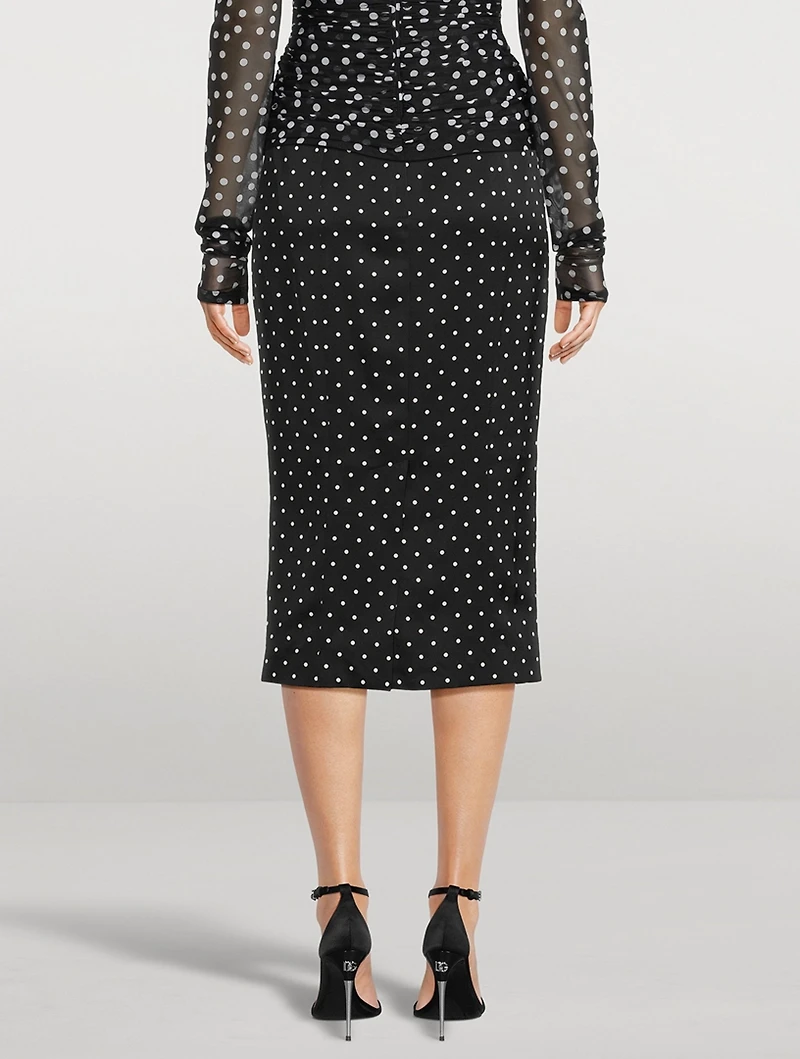 Charmeuse Pencil Skirt Polka Dot Print