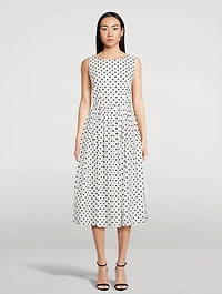 Cotton Midi Dress Polka Dot Print