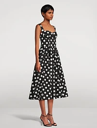 Poplin Corset Midi Dress Polka Dot Print