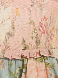 Waverly Tiered Cotton Dress Floral Print