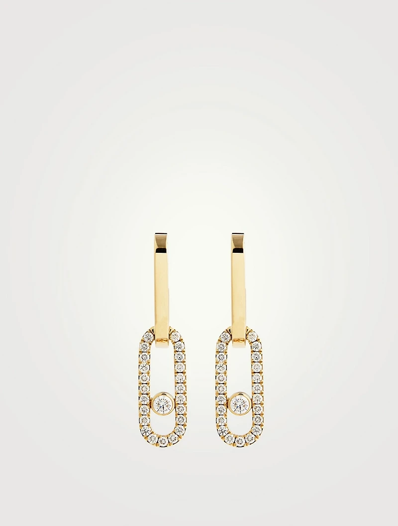 Move Link 18K Gold Earrings With Diamonds