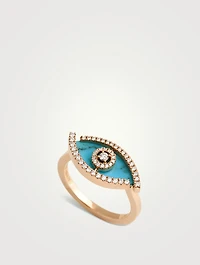 Lucky Eye Turquoise 18K Rose Gold Ring With Diamonds