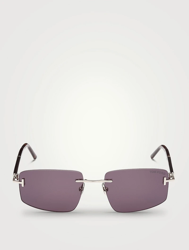 Square Titanium And Horn Sunglasses