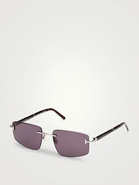 Square Titanium And Horn Sunglasses