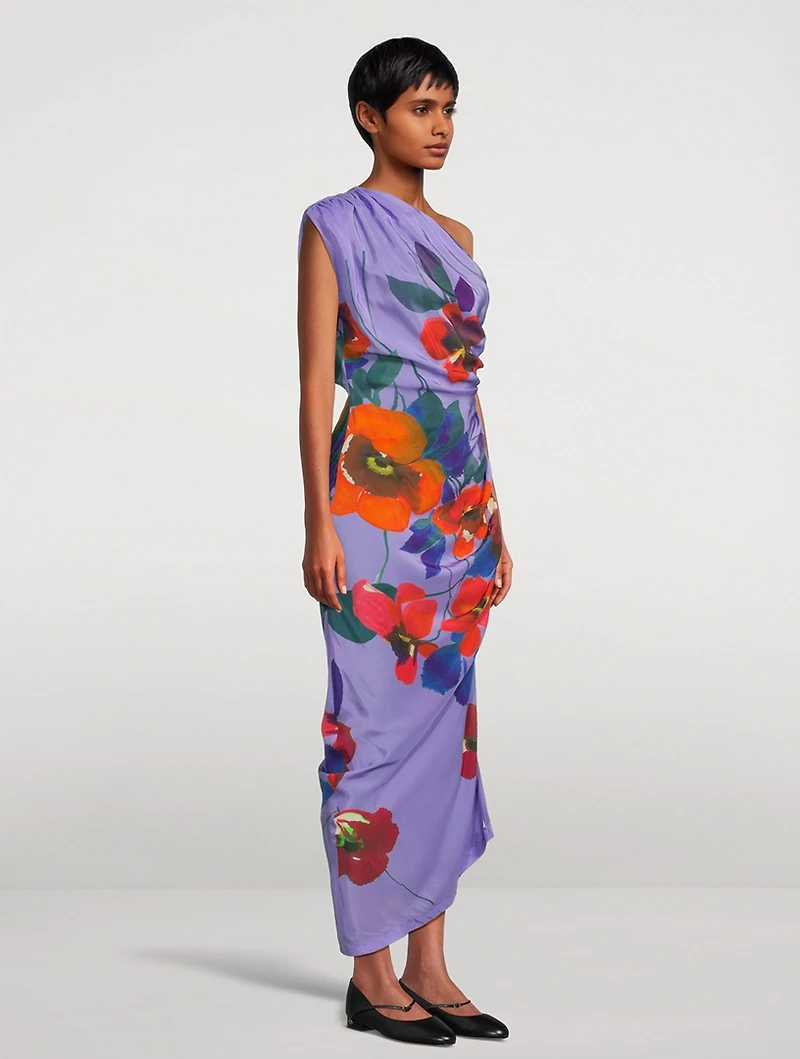 One-Shoulder Dress Floral Print