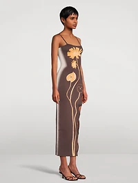 Iris Flower Print Maxi Dress