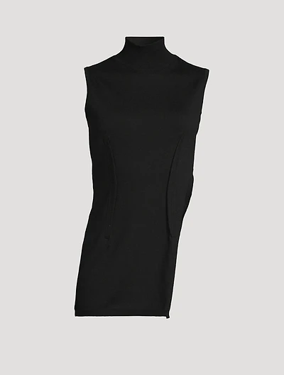 Asymmetrical Sleeveless Turtleneck Top