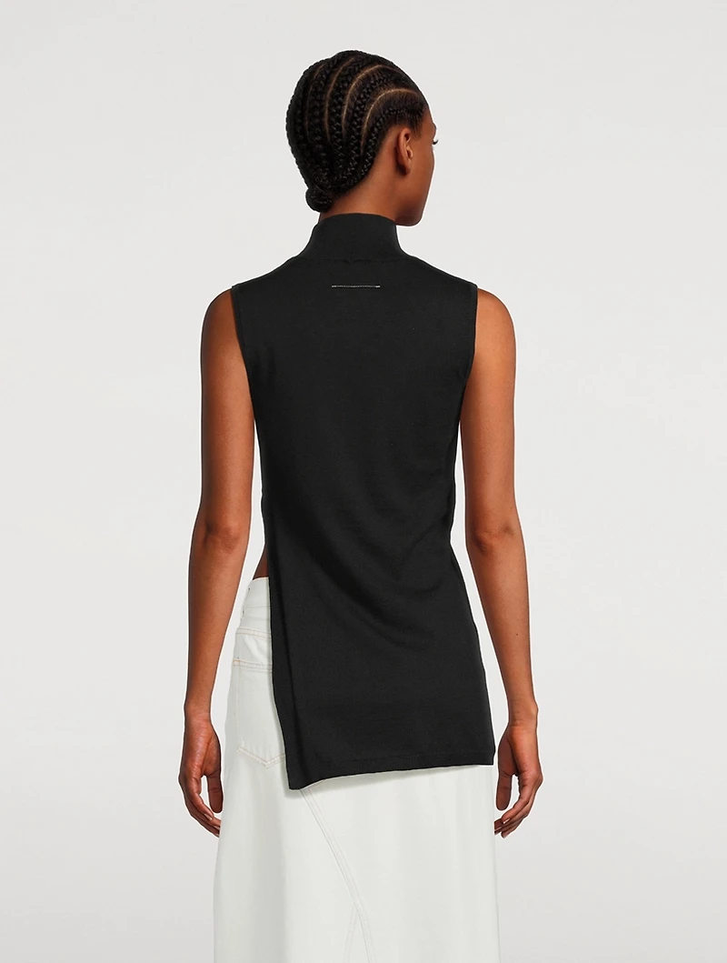 Asymmetrical Sleeveless Turtleneck Top