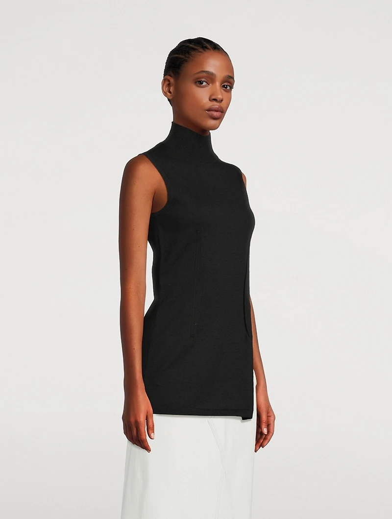 Asymmetrical Sleeveless Turtleneck Top