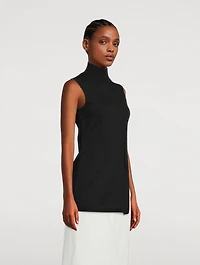 Asymmetrical Sleeveless Turtleneck Top