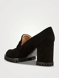 Suede Lug-Sole Penny Loafers
