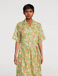 Linen Camp Shirt Floral Print
