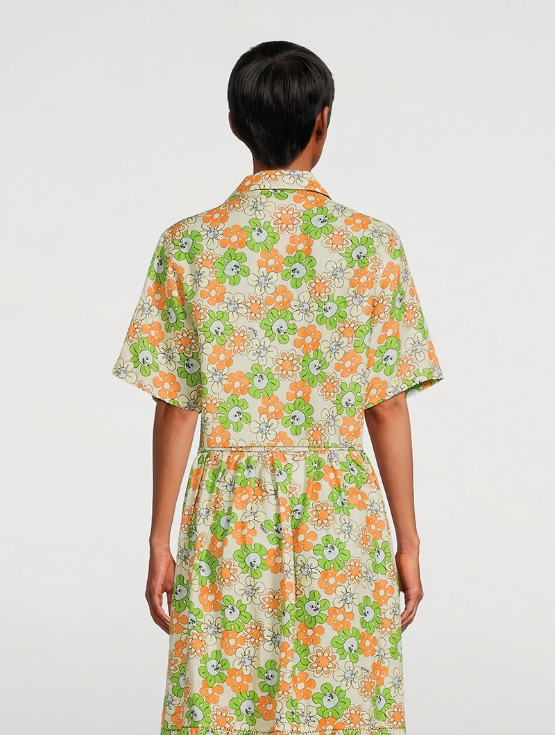 Linen Camp Shirt Floral Print