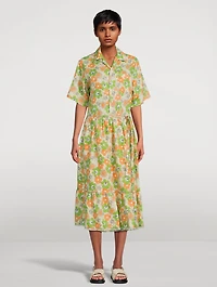 Linen Camp Shirt Floral Print