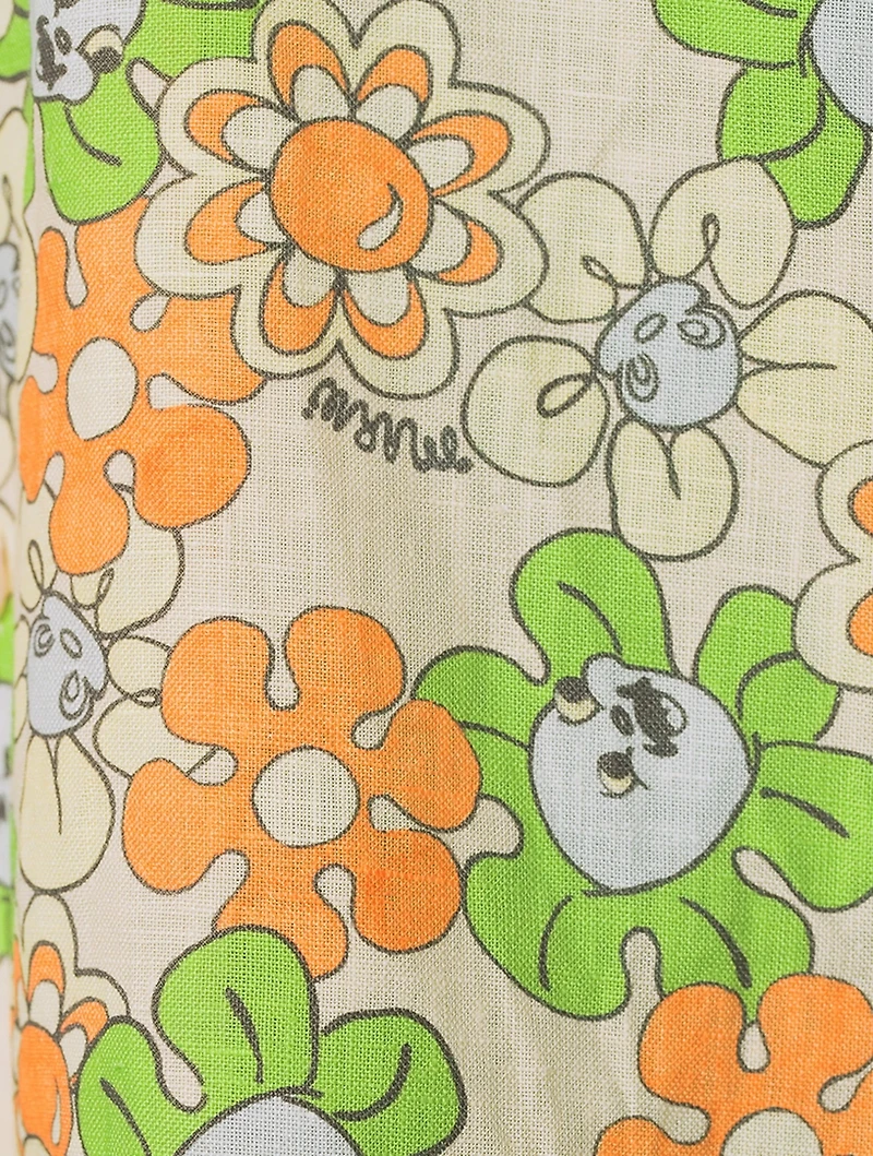 Linen Camp Shirt Floral Print