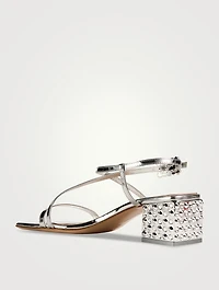 Kara Embellished Metallic Leather Sandals