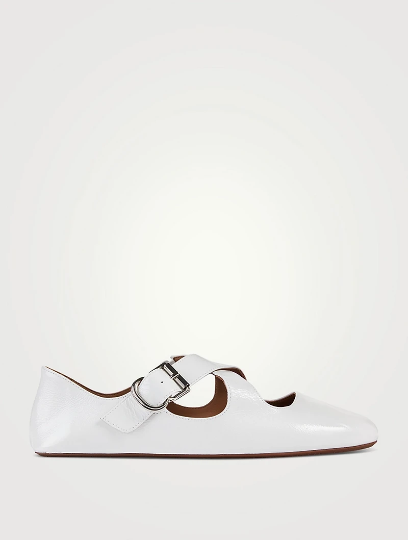 Criss Cross Patent Leather Ballet Flats