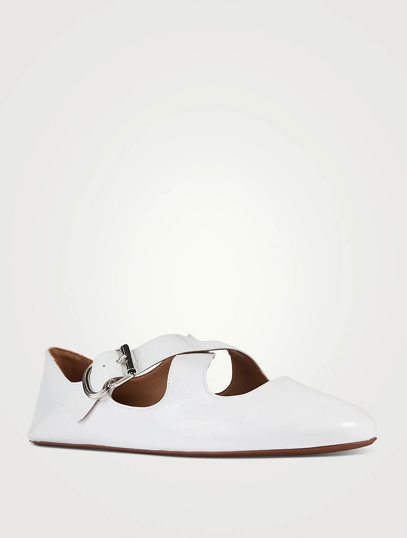 Criss Cross Patent Leather Ballet Flats