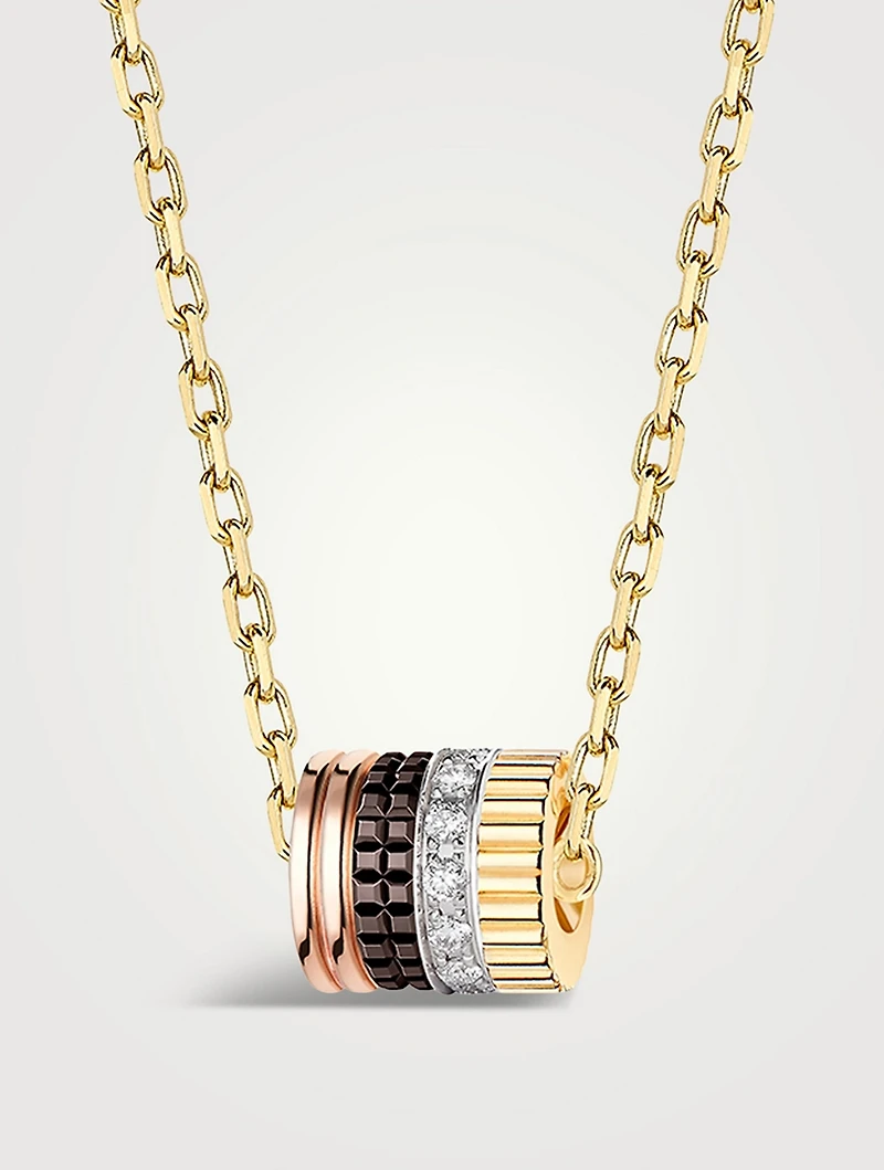 Small Quatre Classique Pendant Gold With Diamonds