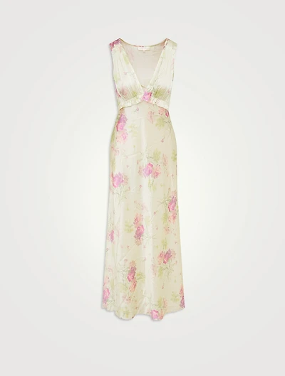 Suniva Silk Charmeuse Maxi Dress Floral Print