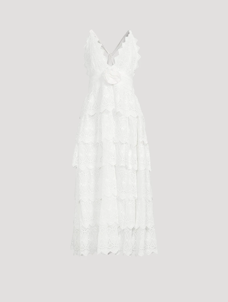 Nevis Tiered Eyelet Cotton Dress