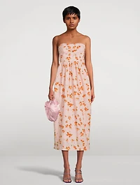 Luxie Strapless Midi Dress Floral Print