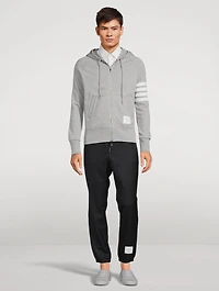 Cotton Zip Hoodie With Four-Bar Stripe