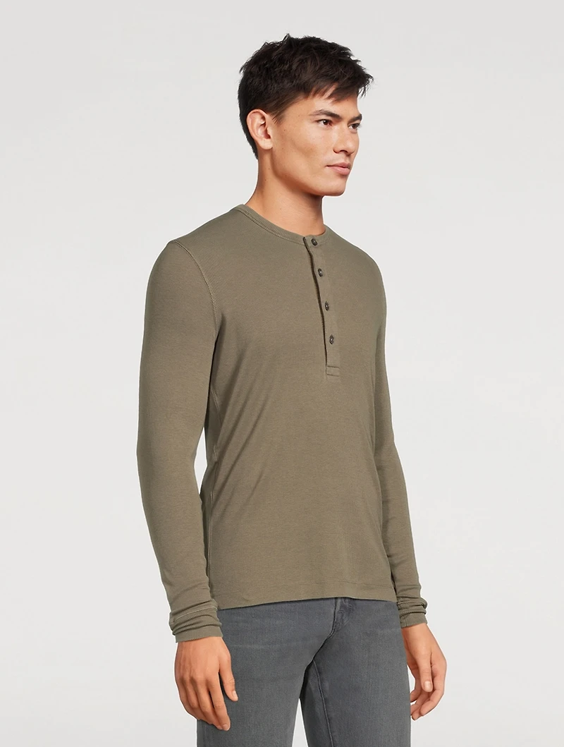 Cotton-Blend Henley Shirt